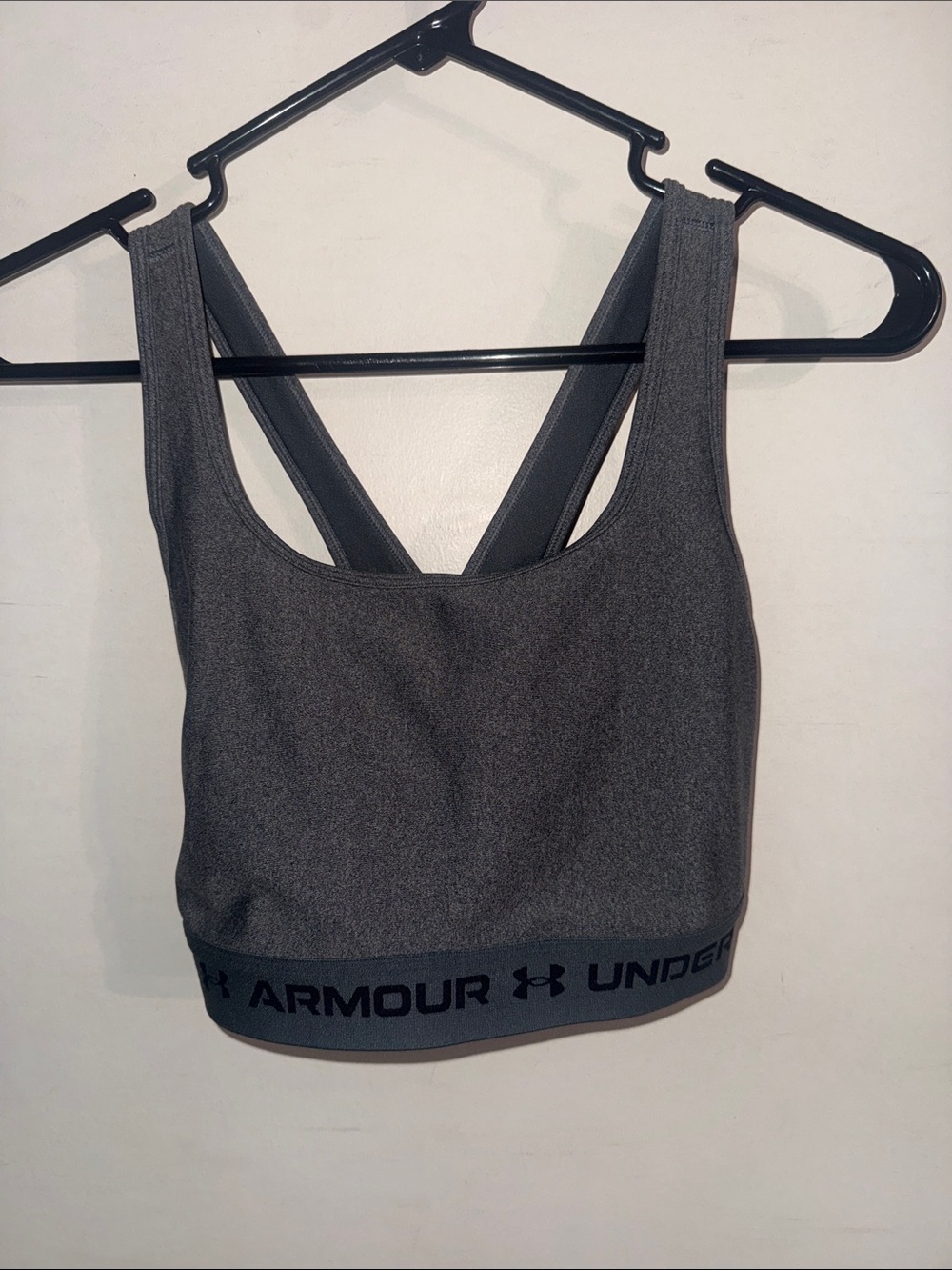 Under Armour Dark Gray Racerback Sports Bra with Branded Band